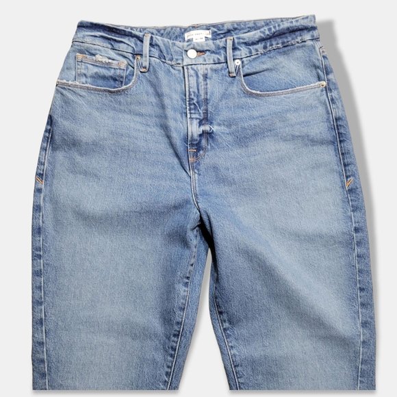 Good American Good Boy Twisted Slit Ankle Jeans Women's size 14 / 32 High Rise - Picture 4 of 16